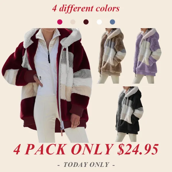 4PACK-Women'S Fur Patchwork Zipper Jacket-ONLY 24.95