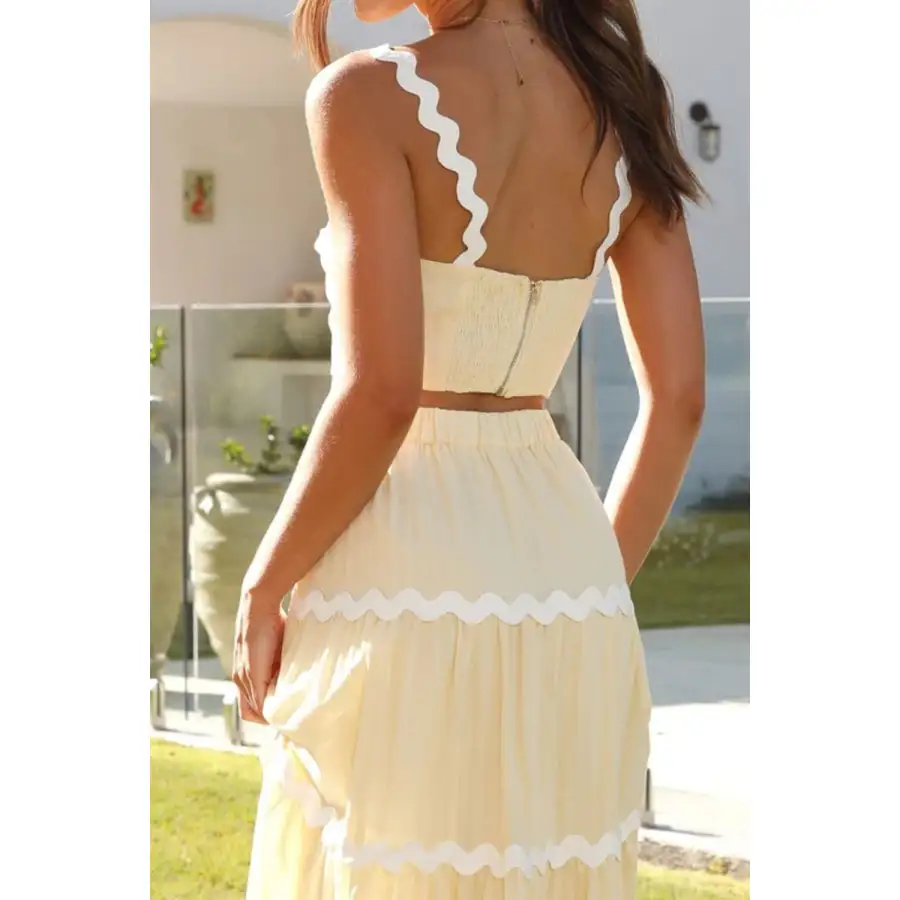 Relaxed Contrast Trim Cami and Maxi Skirt Set