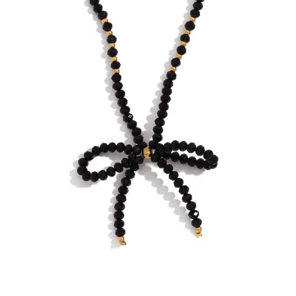 Crystal Beaded Bow Necklace