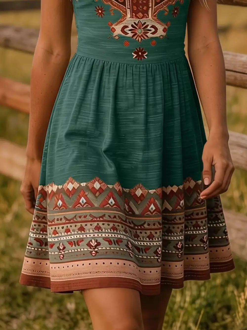 Tribal Print Sleeveless A-Line Dress