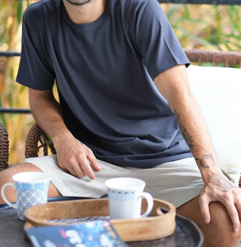 Charcoal Cotton Crew Neck T-Shirt