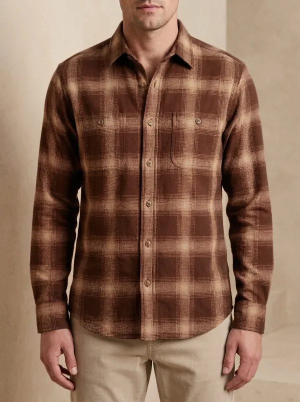 Clean-Line Plaid Long-Sleeve Men's Long-Sleeve Shirt