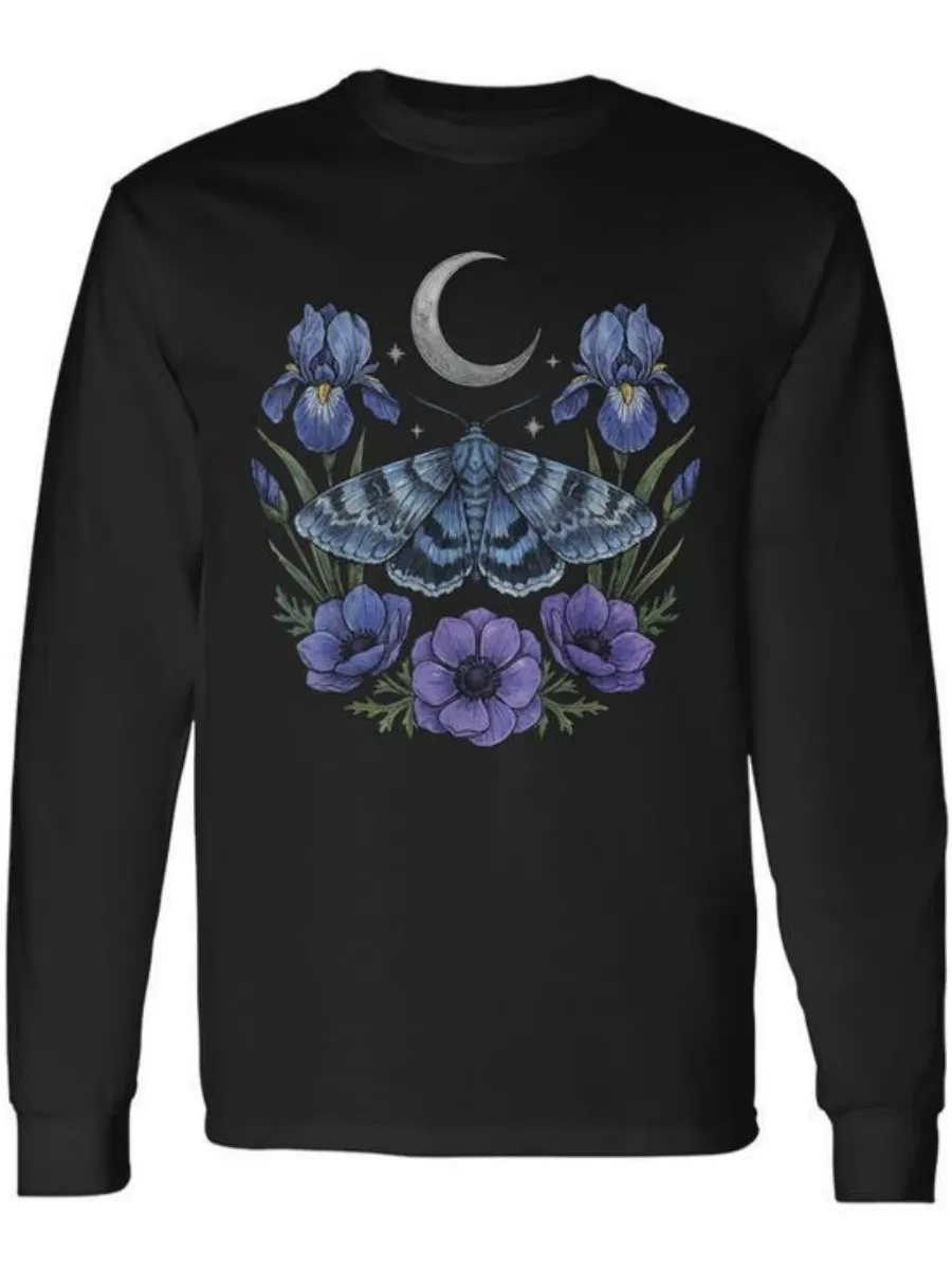 Moon Moth Floral Long Sleeve T-Shirt