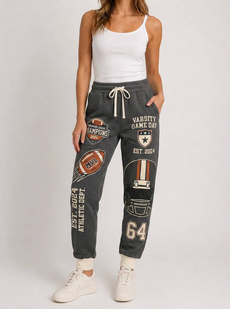 Women's Football Lover Varsity Game Day Printed Joggers