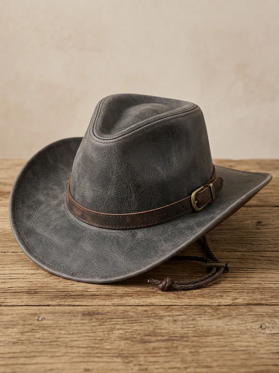 Leather Look Wide Brim Curved Brim Men's Cowboy Hat