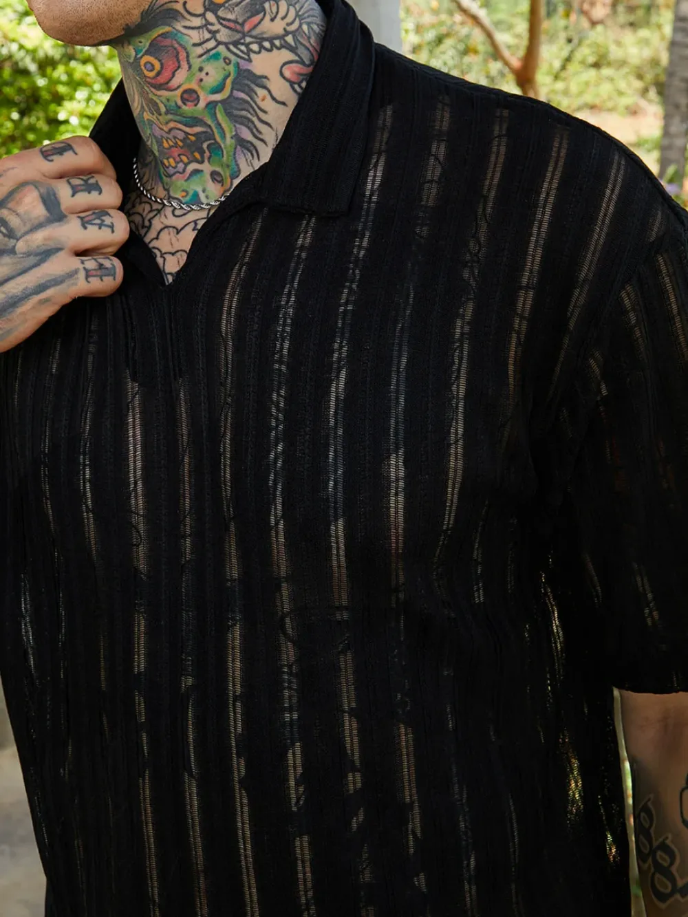 Striped Design Short Sleeve Polo Shirt