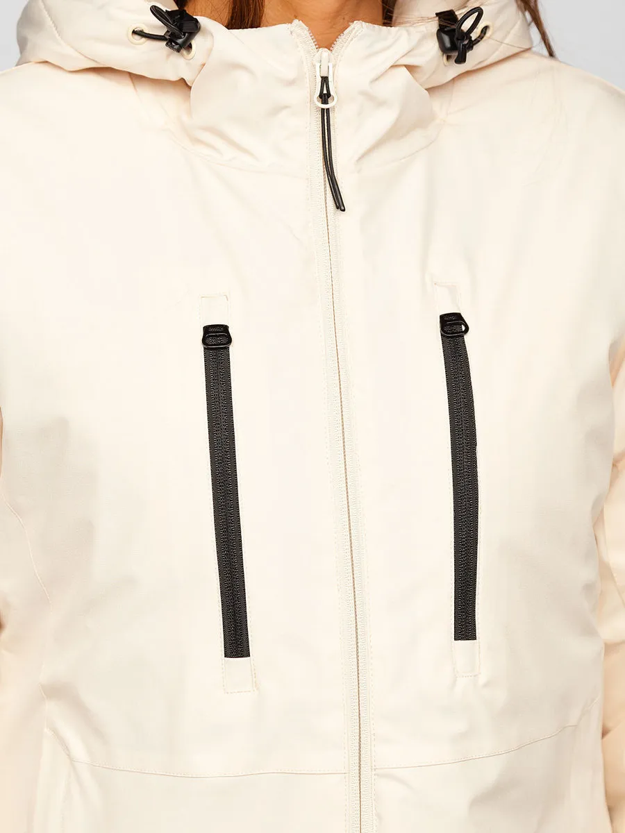Beige women's winter ski jacket