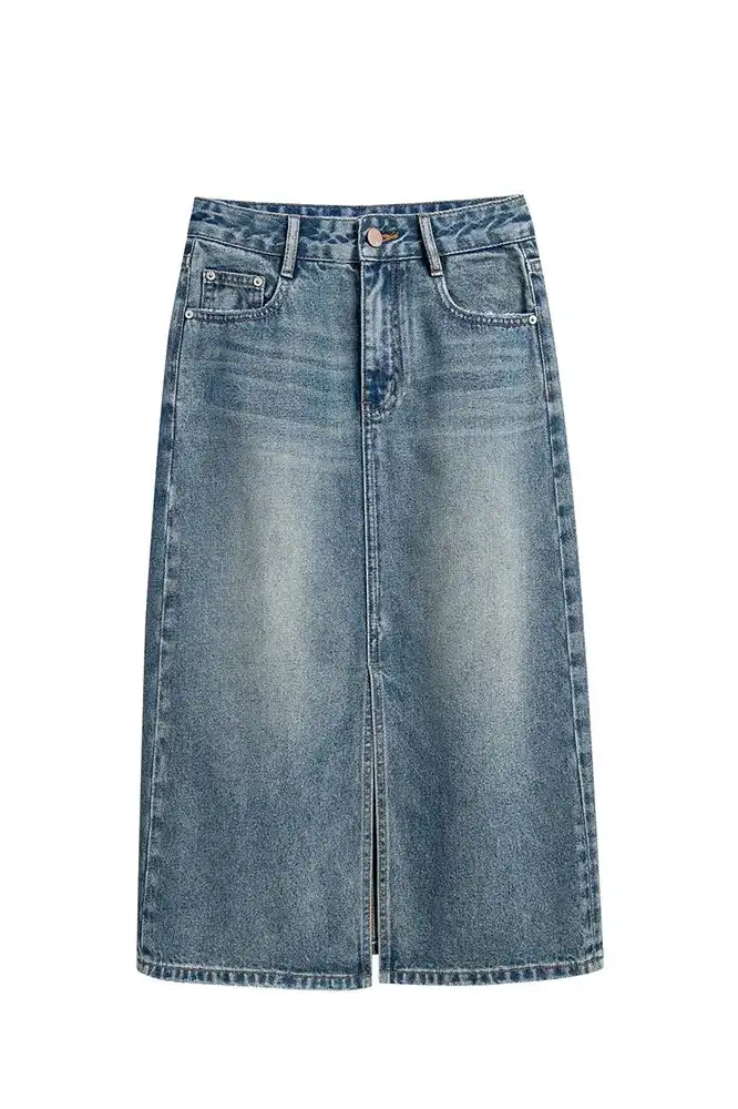 Denim Slit Maxi Skirt