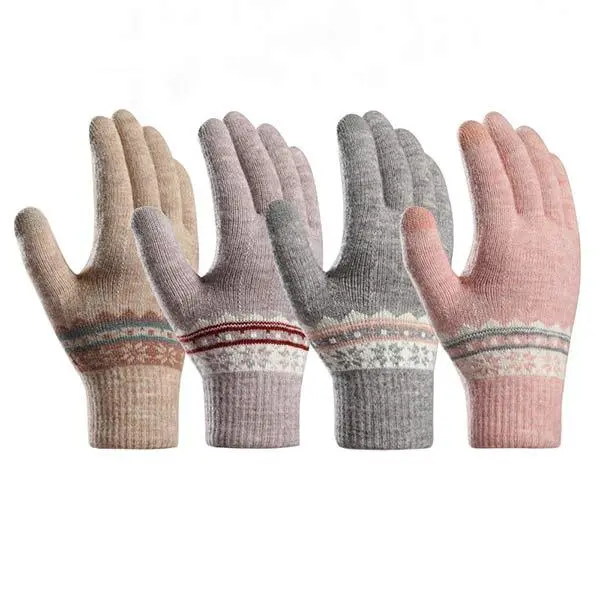 Double Layer Fleece Thick Wool Touch Screen Gloves 68232218C