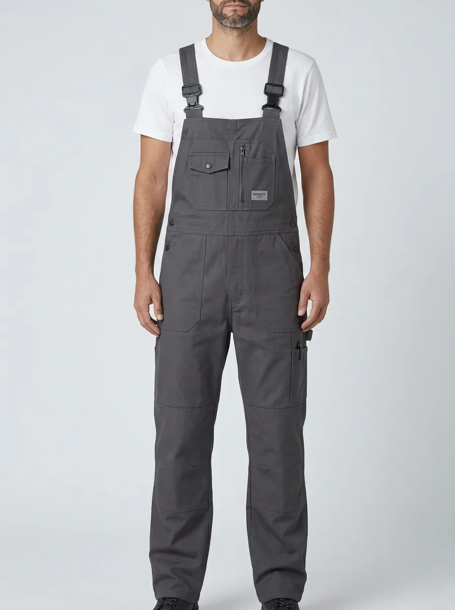 Men's Classic Multi-Pocket Canvas Bib Work Overalls