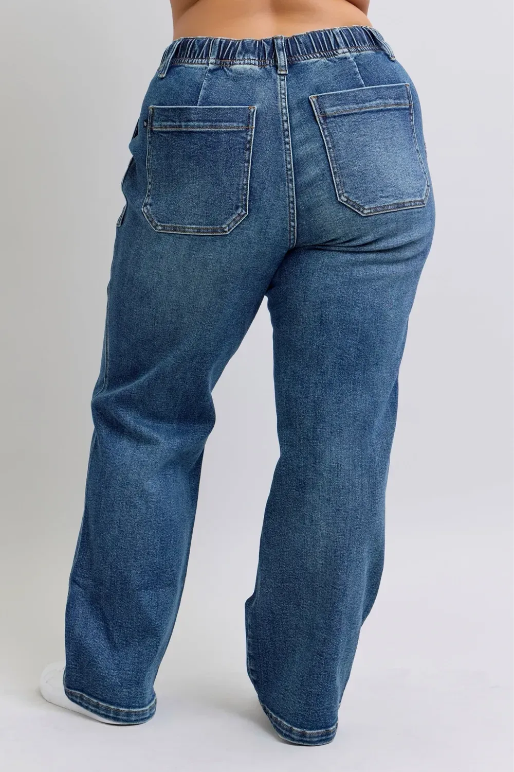 Casual Loose Drawstring Simple Dark Blue Trousers