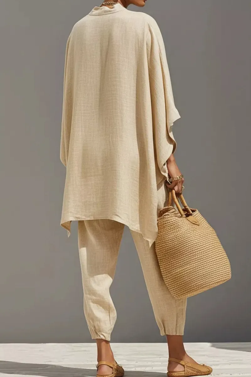 Relaxed Fit Top and Pants Two Piece Set
