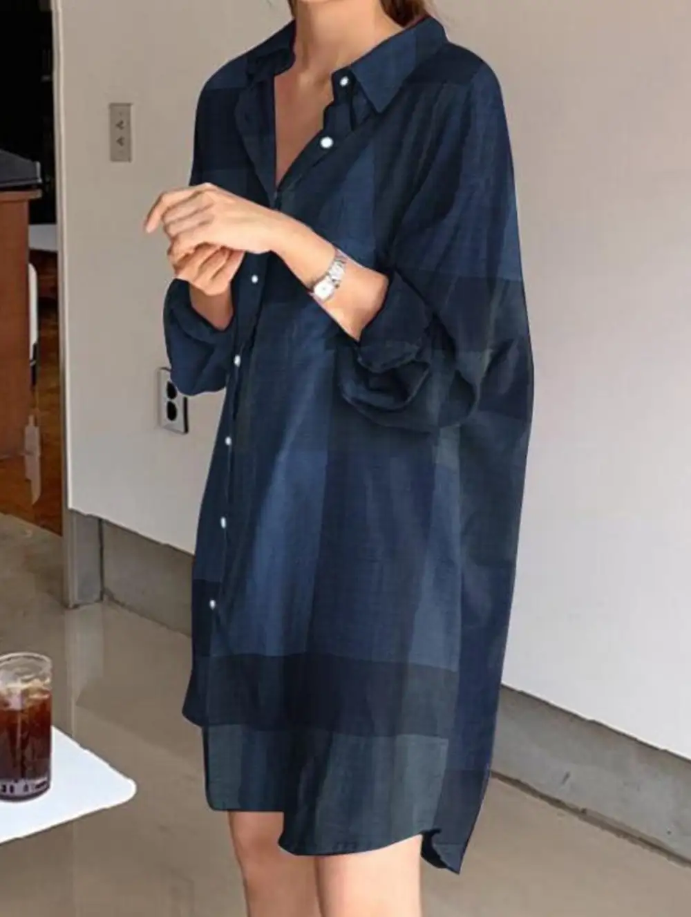 Cardigan Long-Sleeved Lapel Mid-Length Shirt