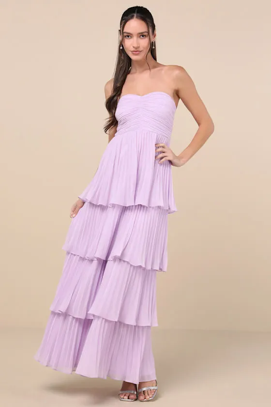 Seriously Sensational Light Pink Strapless Tiered Maxi Dress