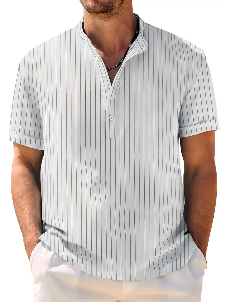 Casual Breathable Hawaiian Henley Shirt