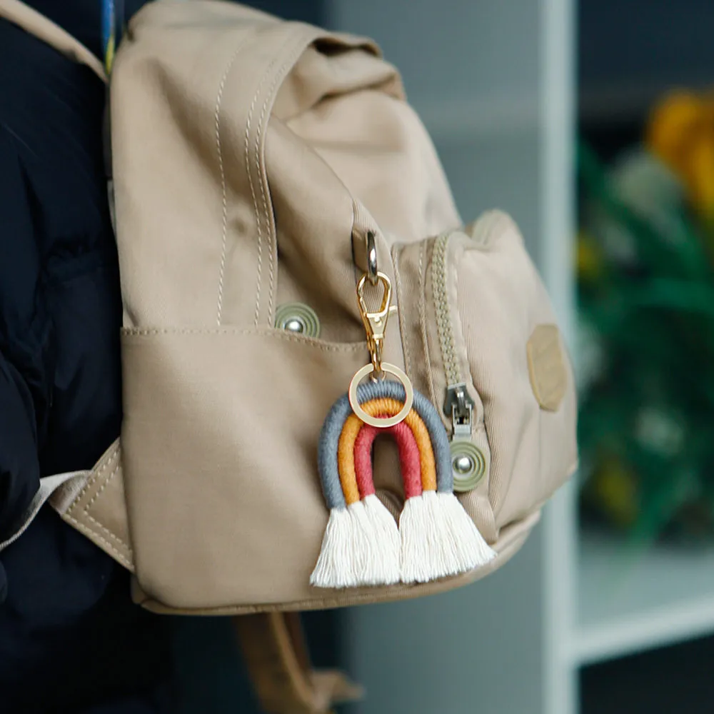 Casual Creative Pendant Bohemian Tassel Bag Pendant Rainbow Keychain