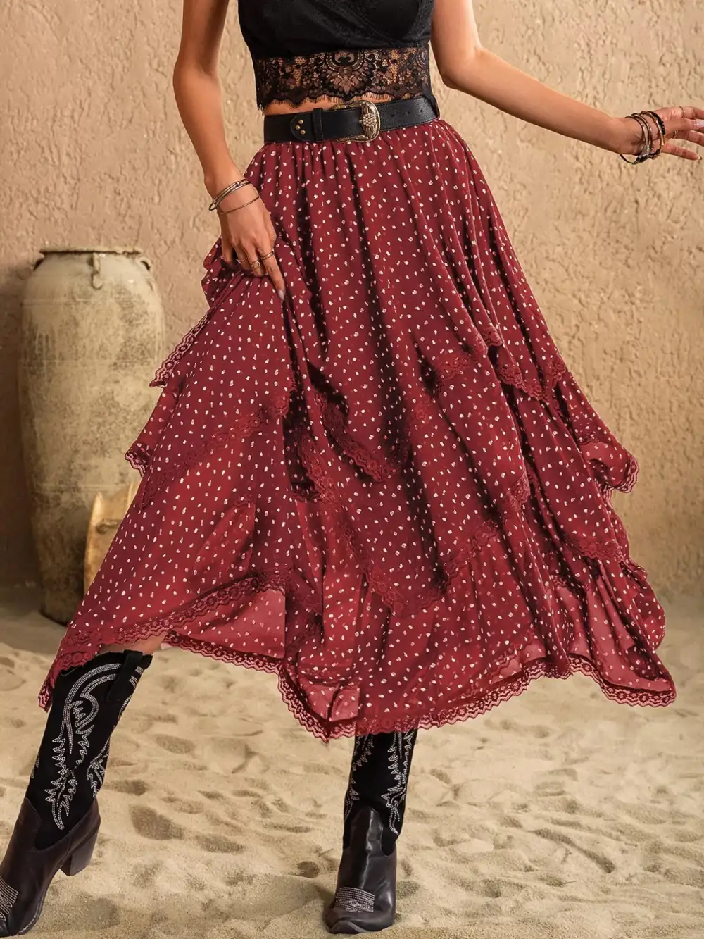 Round Neck Breezy Skirt
