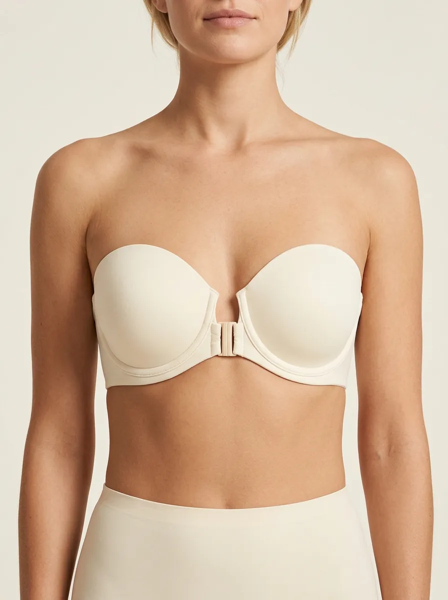 Women's Seamless Minimalist Front-Closure Strapless Bra