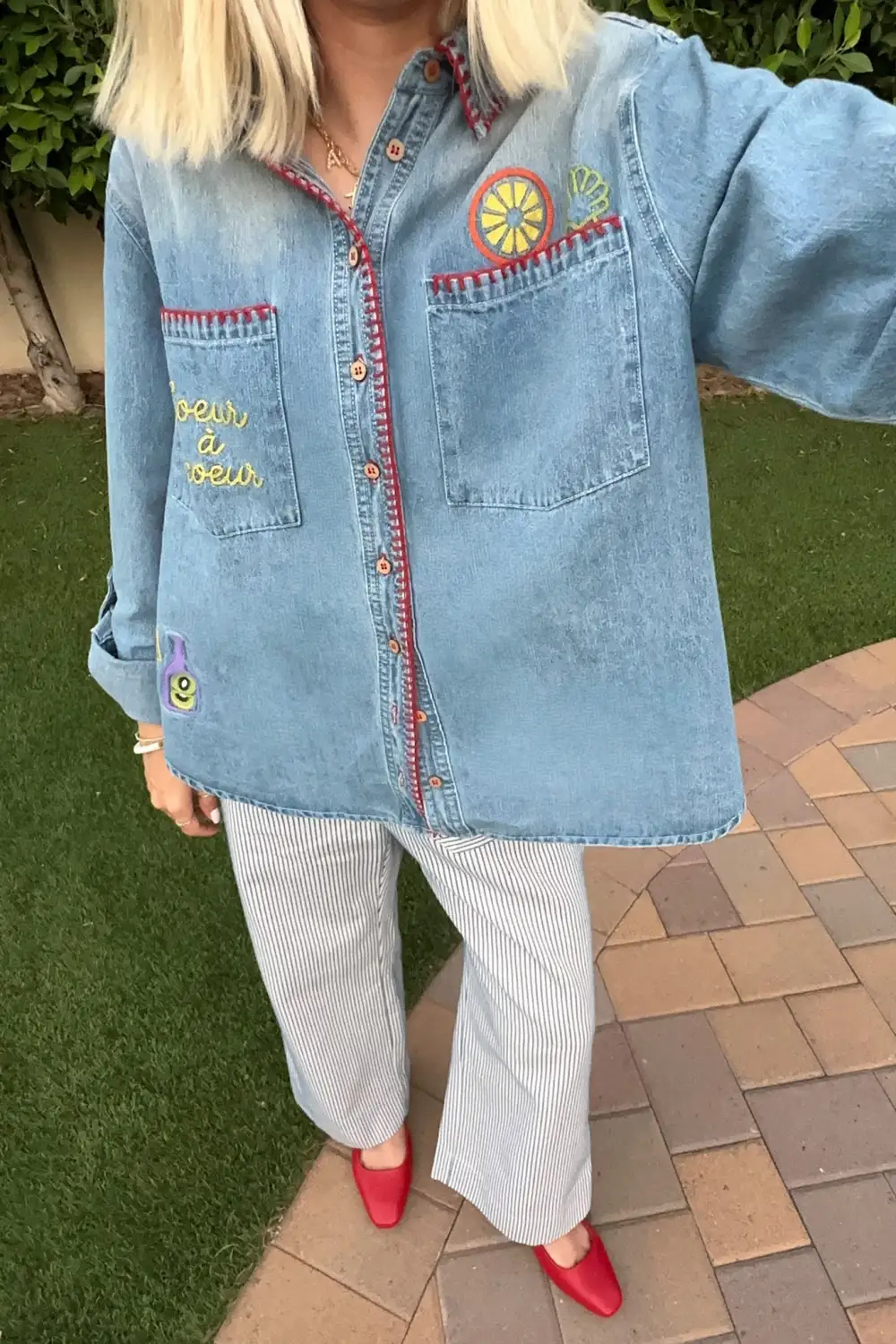 Denim Button Front Button Down Shirt