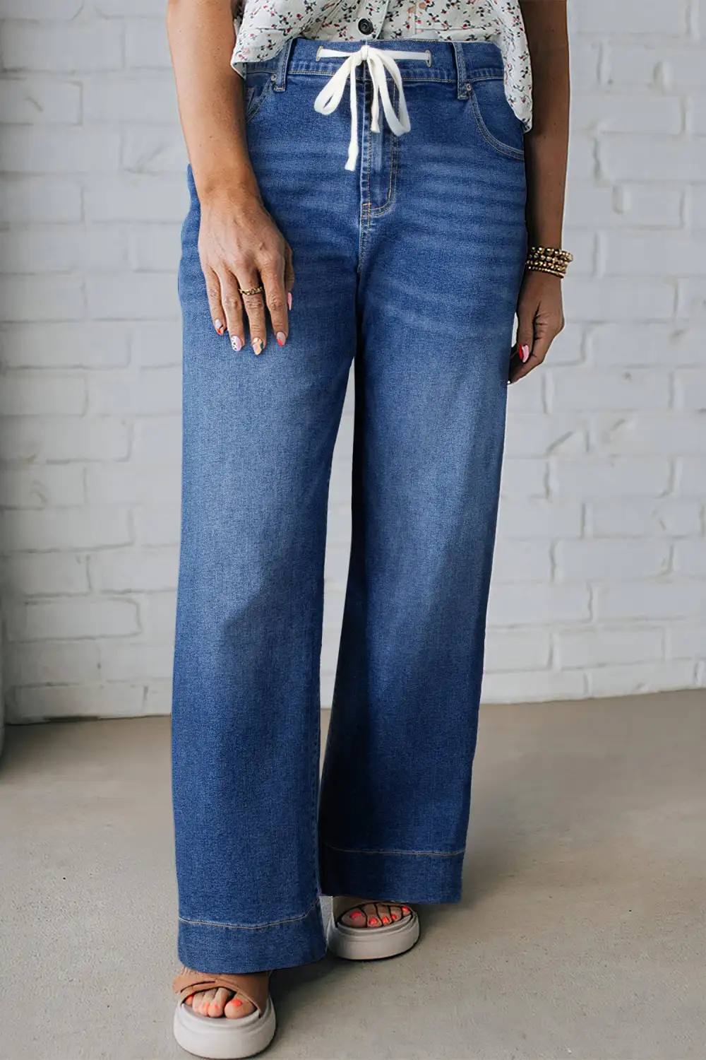 Utility Detail Natural Drape Denim Jeans
