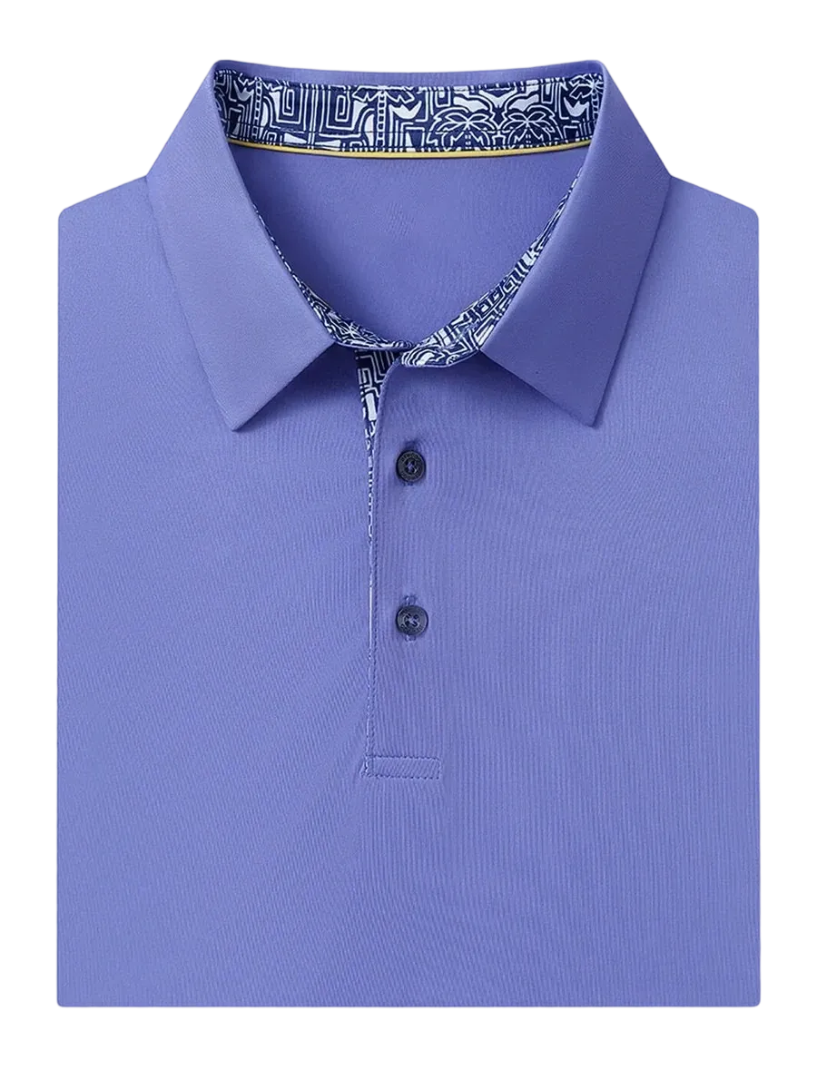 Men'S Designed Collared Solid Performance Polo
