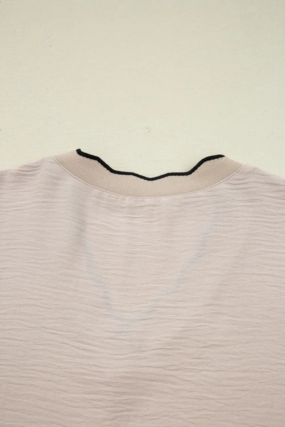Textured Patchwork V-Neck Blouse
