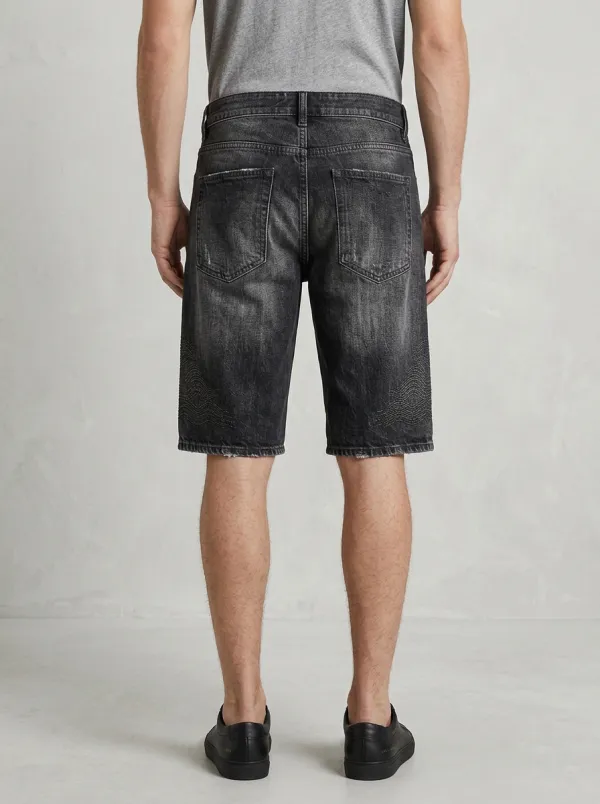 Men's Wave Distressed Street Inspired Distressed Denim Shorts
