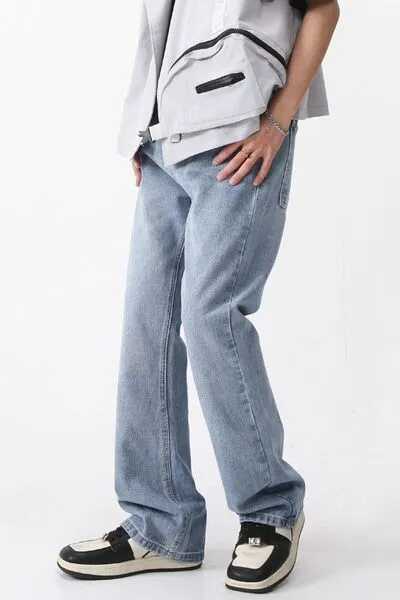 Everyday Washed Pocketed Stretch Straight Leg Jeans