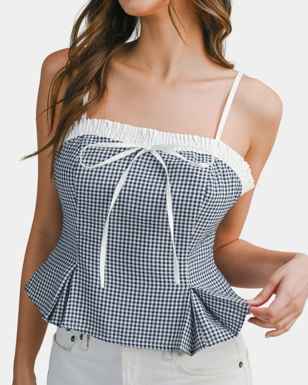 Gingham Peplum Top