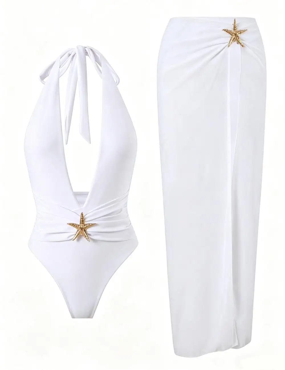 Starfish Detail Deep V Neck One Piece with Salong