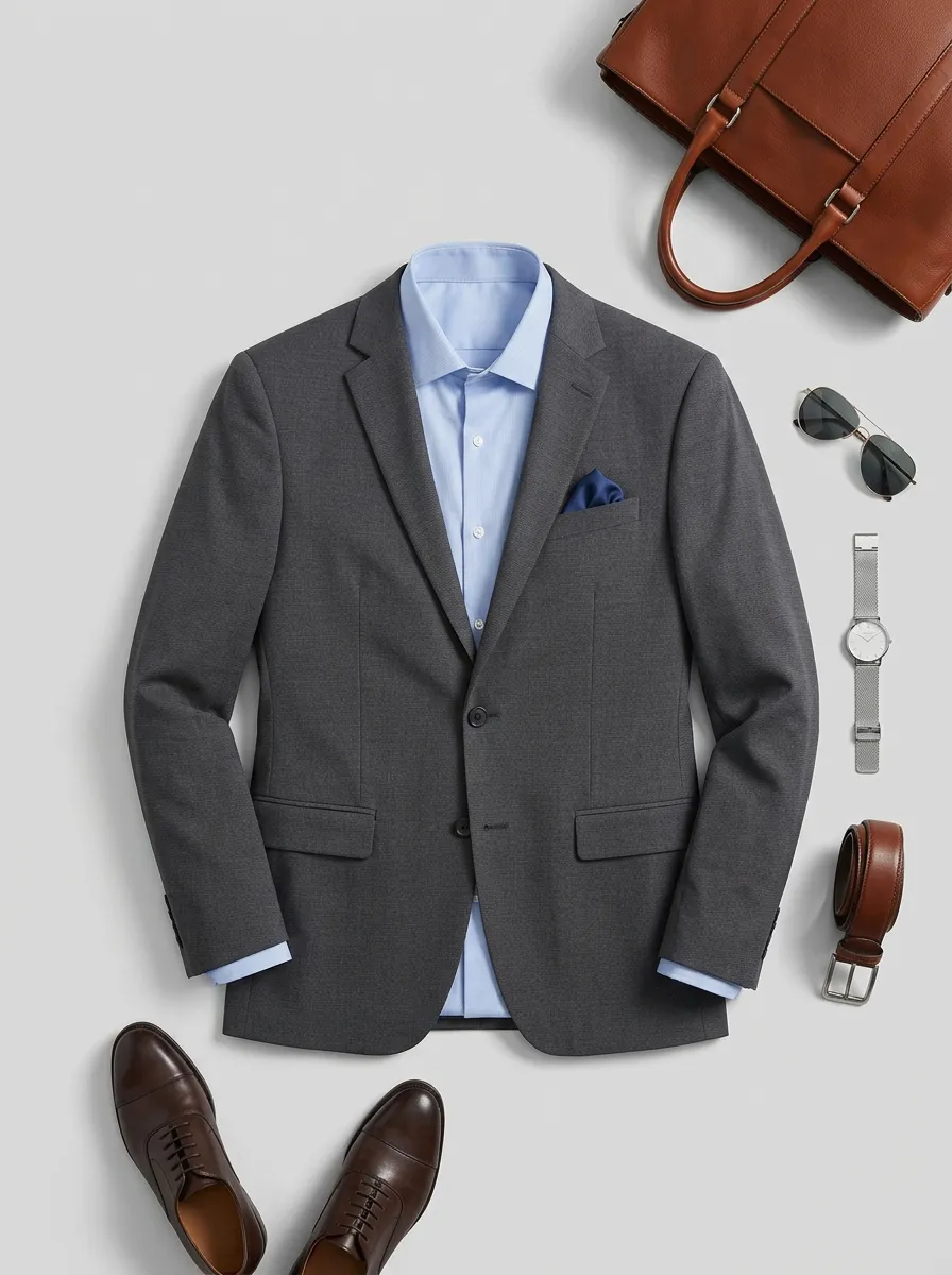 Men's Tailored Suit Jacket and Shirt Set