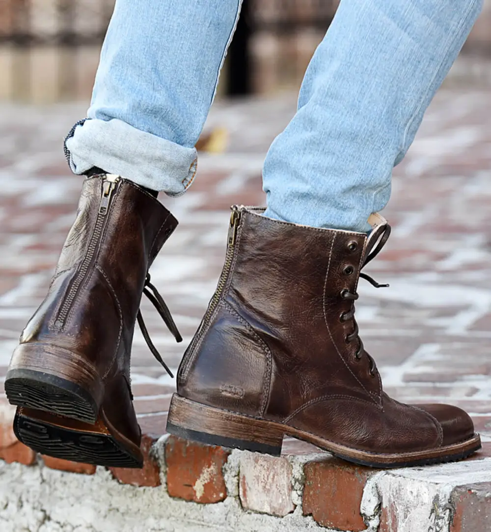 Back-Zip Streamlined Combat Boots