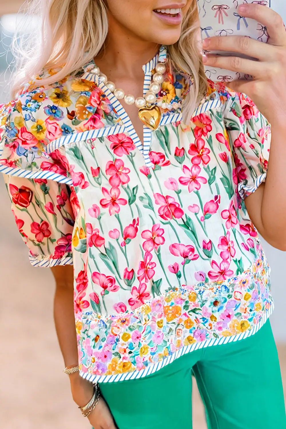 Soft Floral Striped Blouse