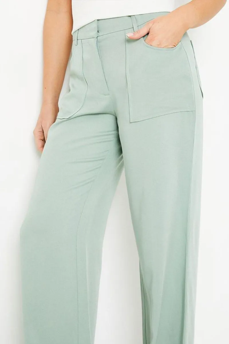 Casual Style Pocket Wide Leg Trouser