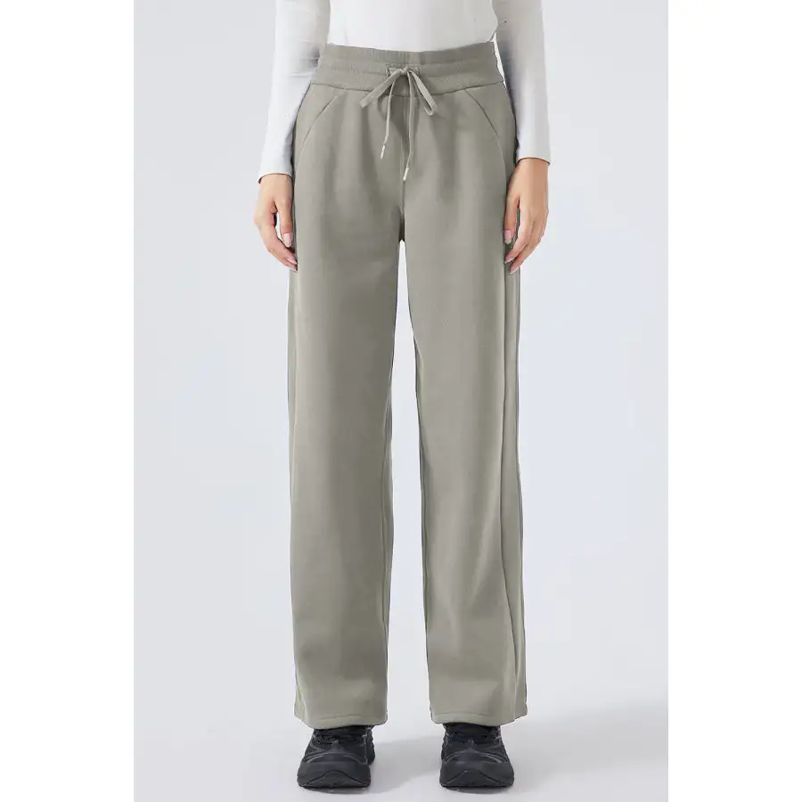 Feminine Drawstring Wide Leg Pants