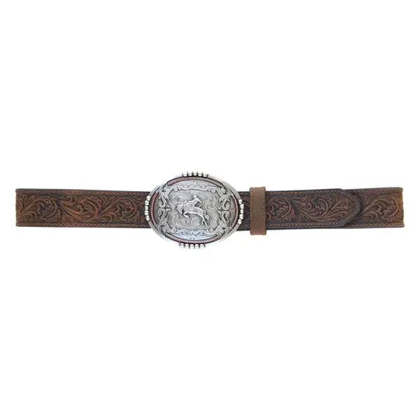 Longhorn Bronc Leather Western Belt