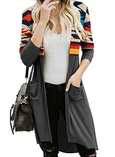 Womens2022FashionCasualOpenFrontPrintedCardigansSweatersThinCoatsJacketsOuterwear