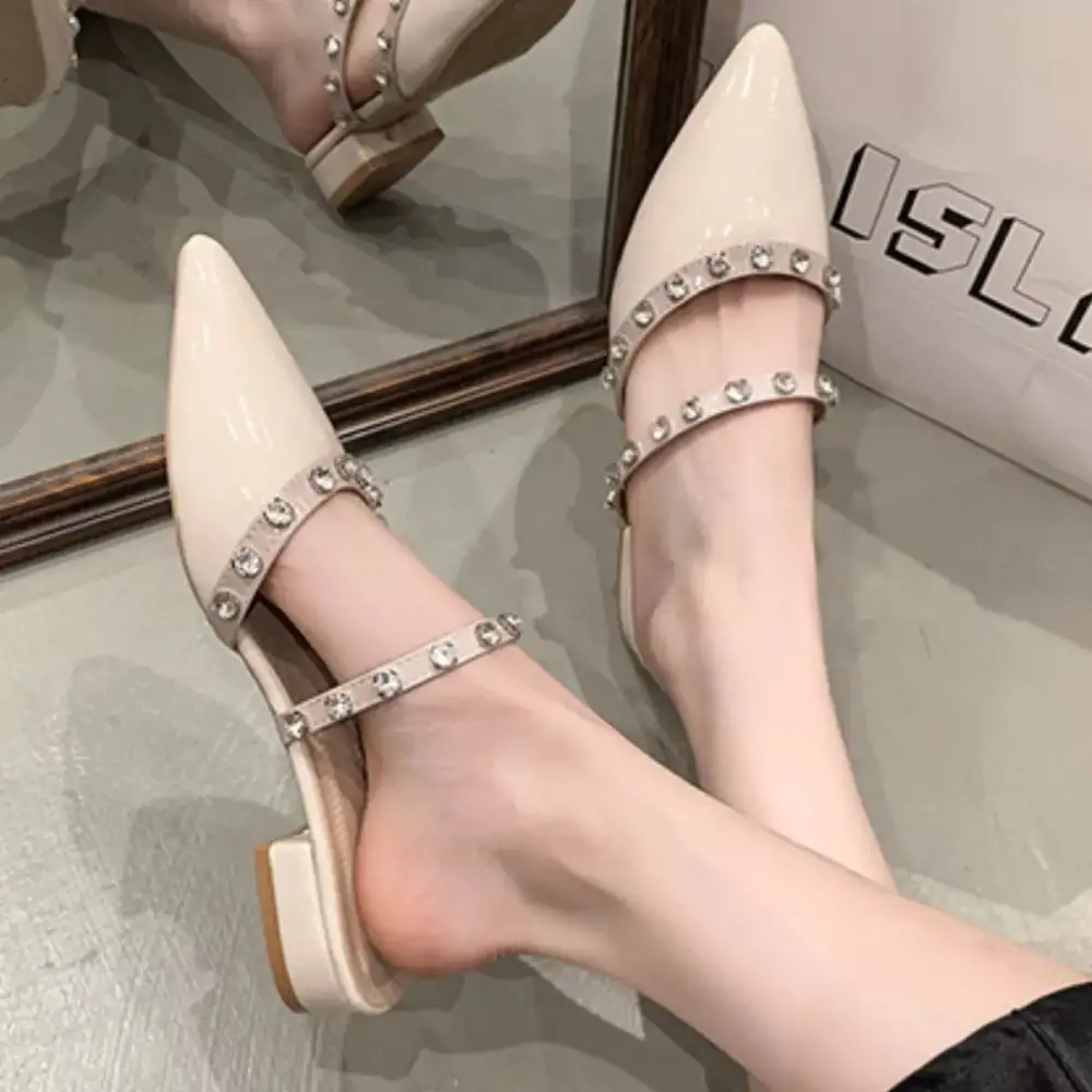 Rhinestone Embellished Pointed Toe Sandals