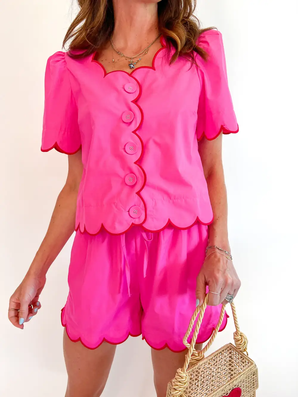 Scalloped Puff Sleeve Top