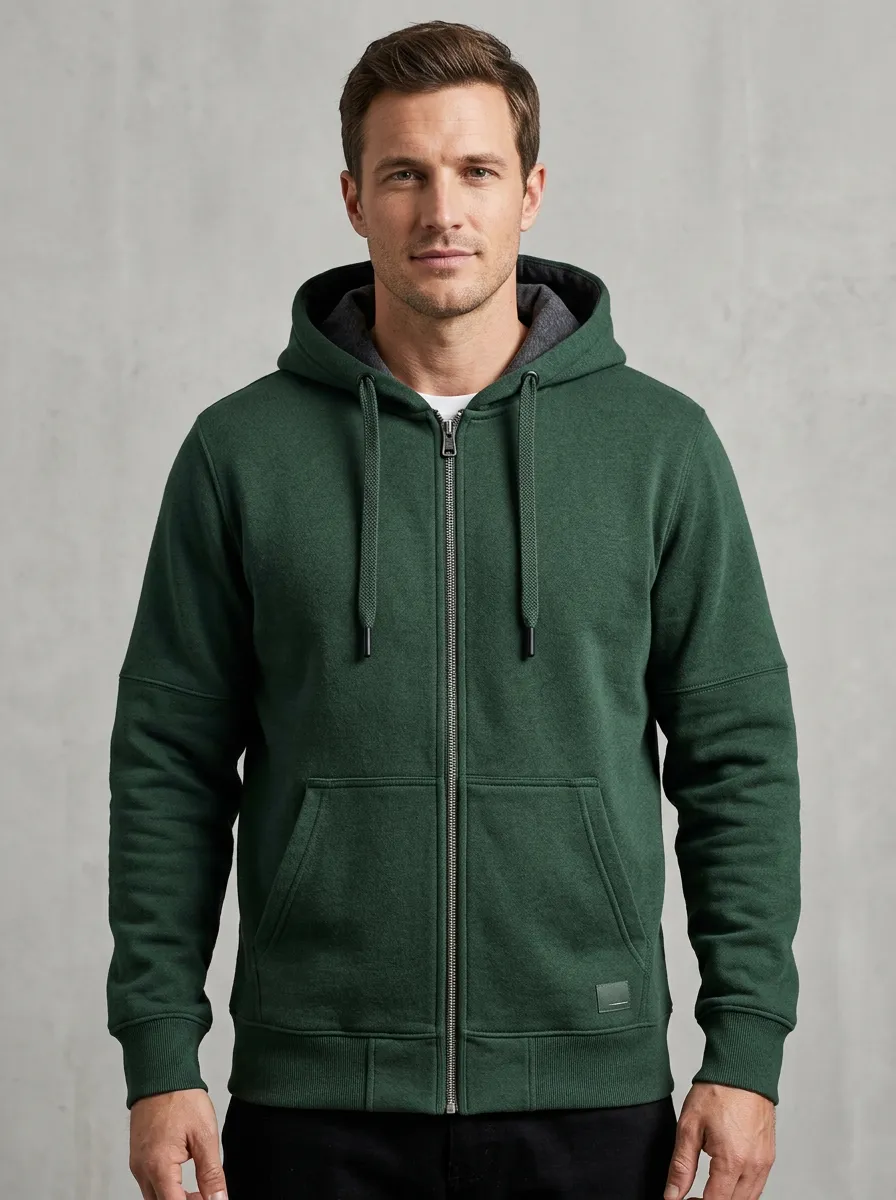 Casual Zip-Up Hooded Training Look Men's Sport Jacket