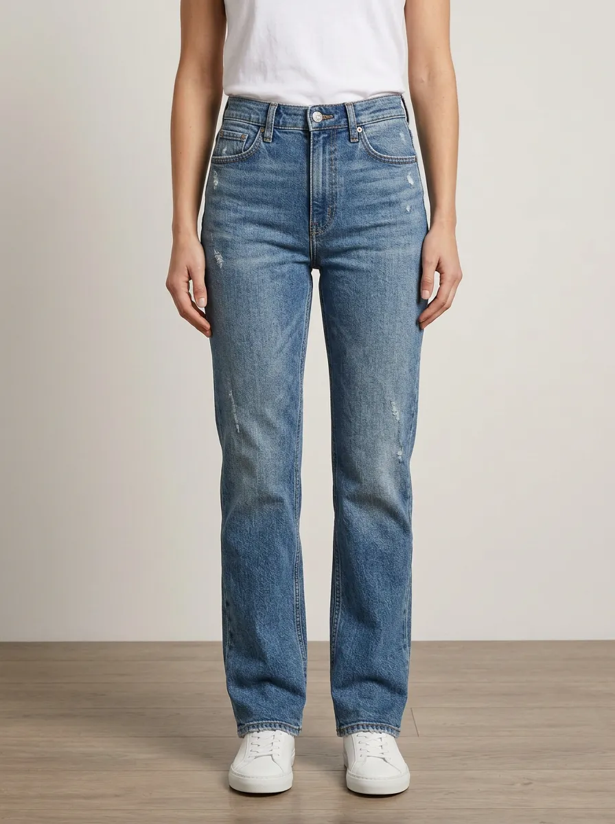 Easy-Wear High-Rise Distressed Denim Jeans