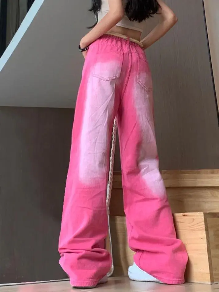Star Print Splice Boyfriend Jeans