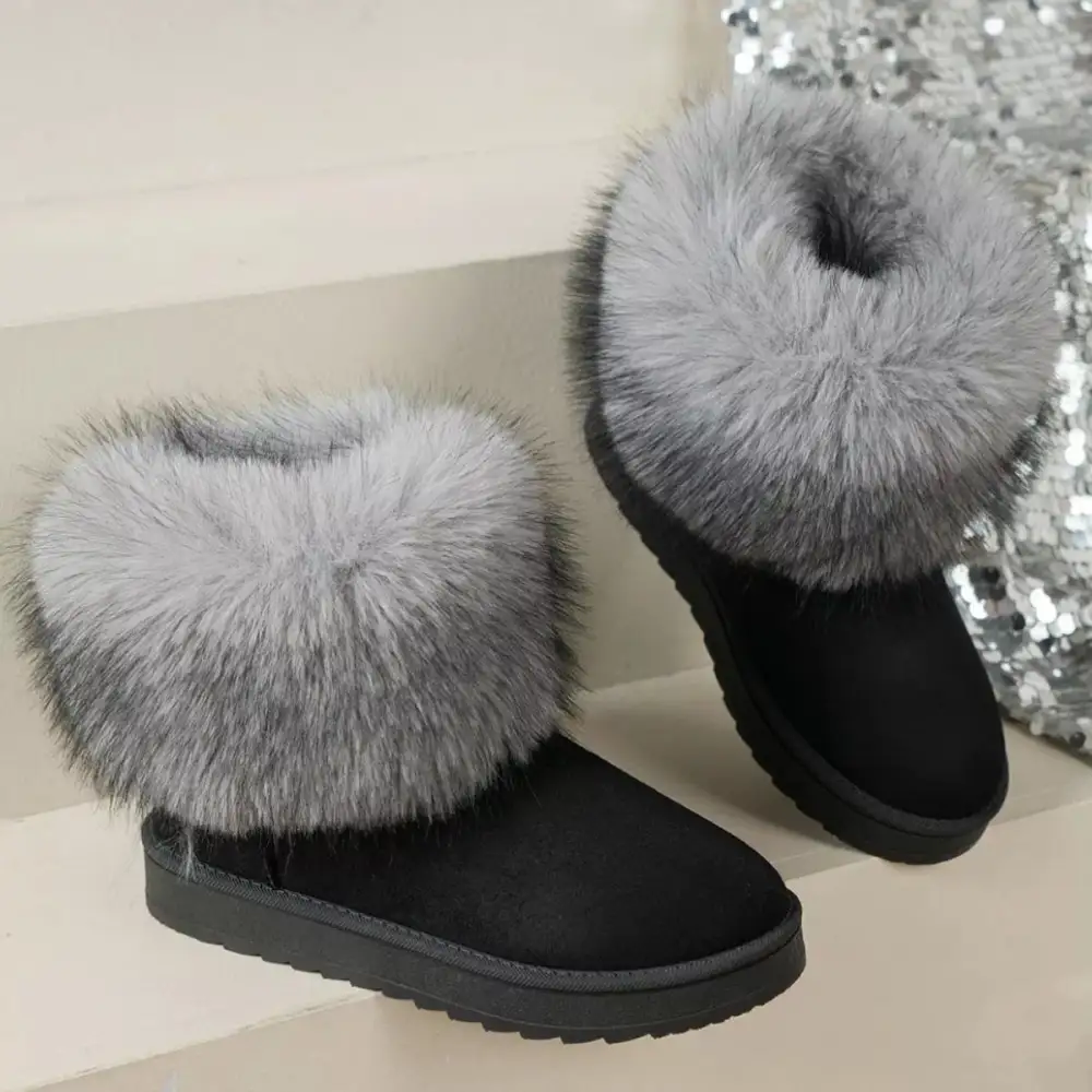 Fuzzy Trim Ankle Boots