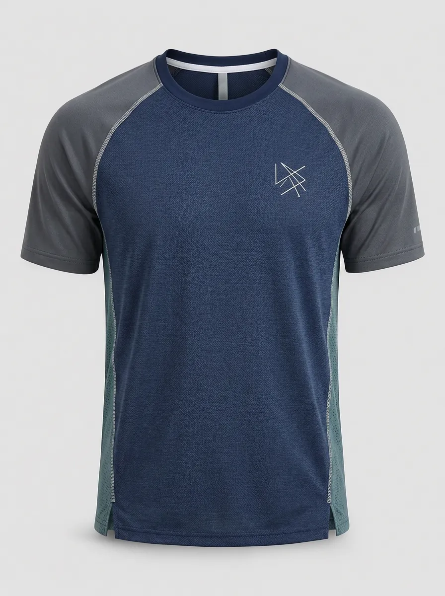 Men's Athletic Sports Geometric Logo Printed Breathable T-shirt