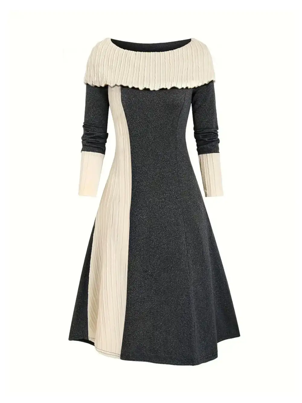 Patchwork Ribbed Sweater Dress