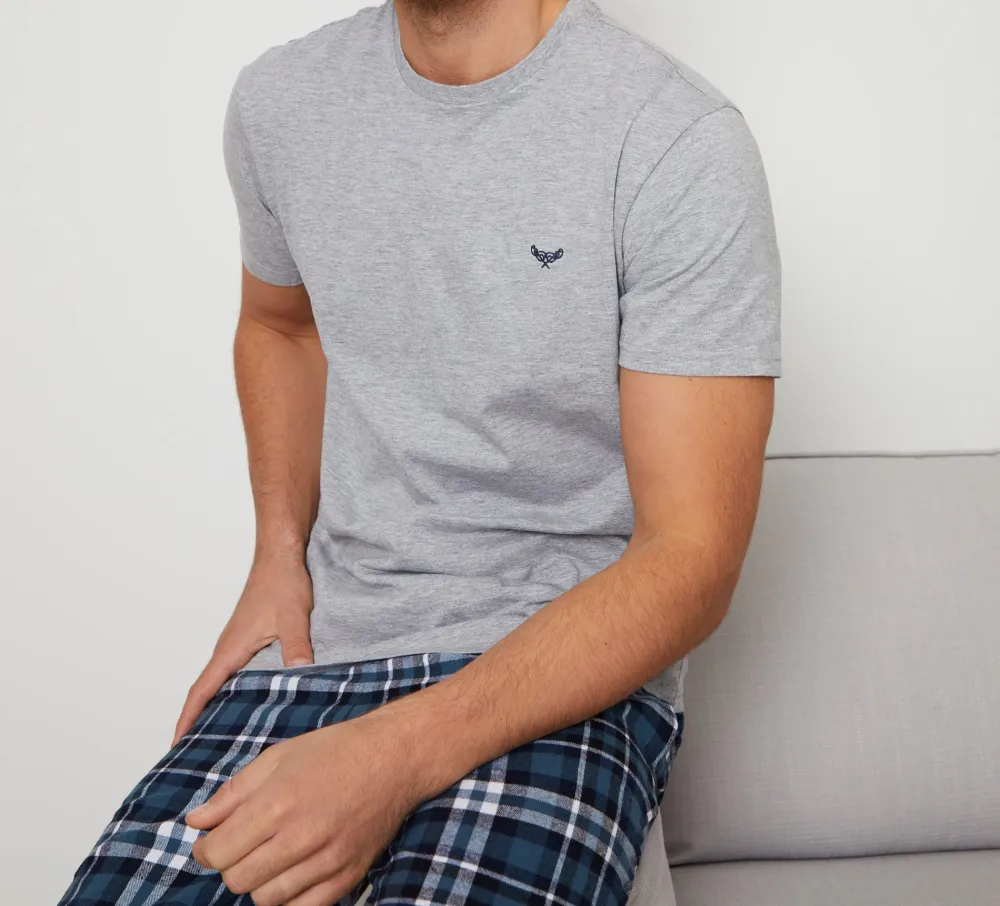 Men's Gray & Navy 2-Pack Check Pajama Pants Set