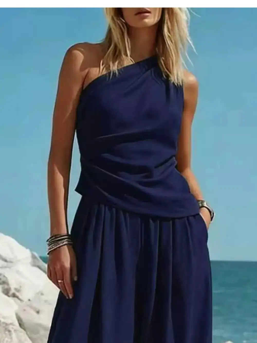 Refined Full Size One Shoulder Top and Wide Leg Pants