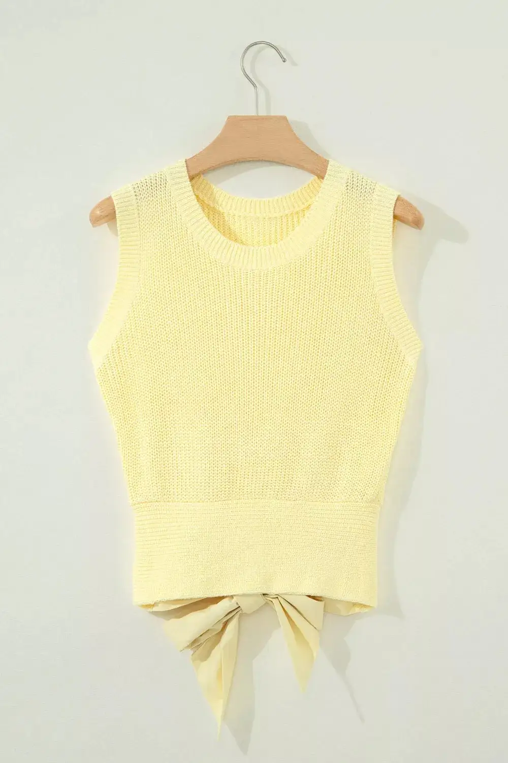 Knot-Back Cutout Cropped Knit Tank Top