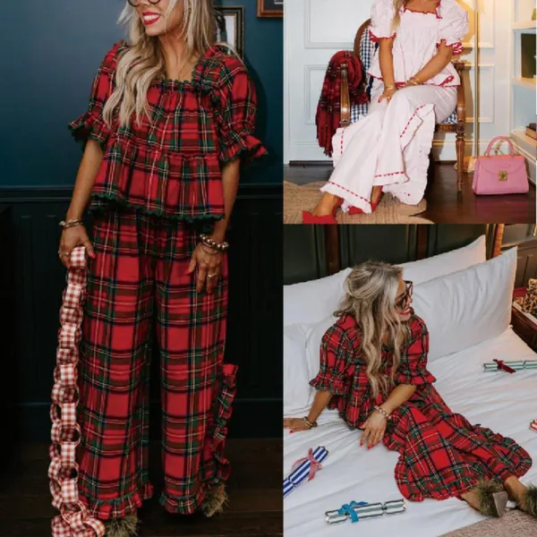 Women Pajama Set,Short Sleeve Square Neck T-shirt with Pants Sleepwear Loungewear