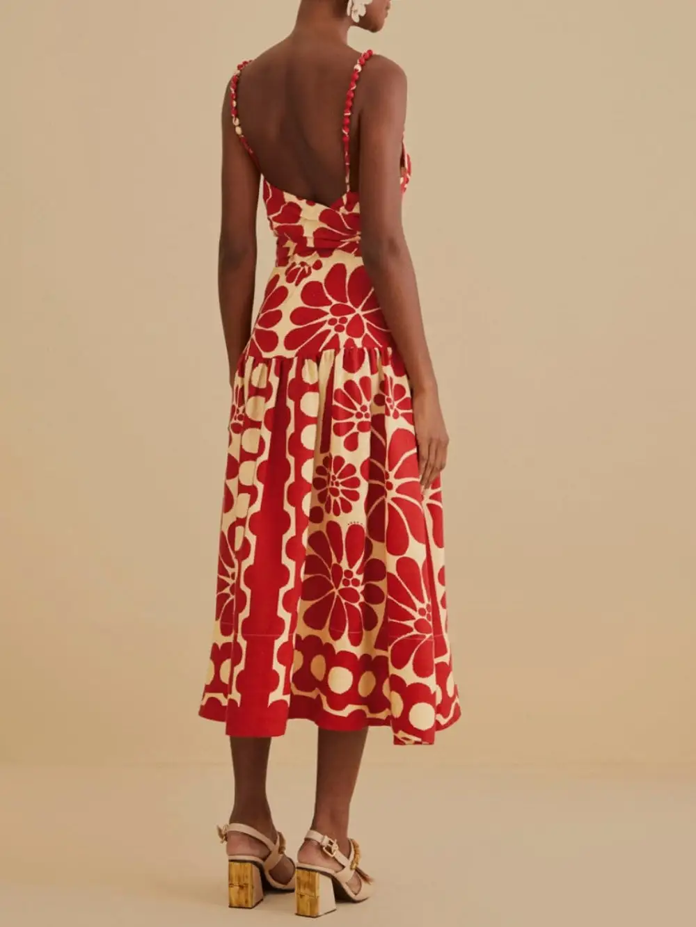 Open Back Sleeveless Midi Dress